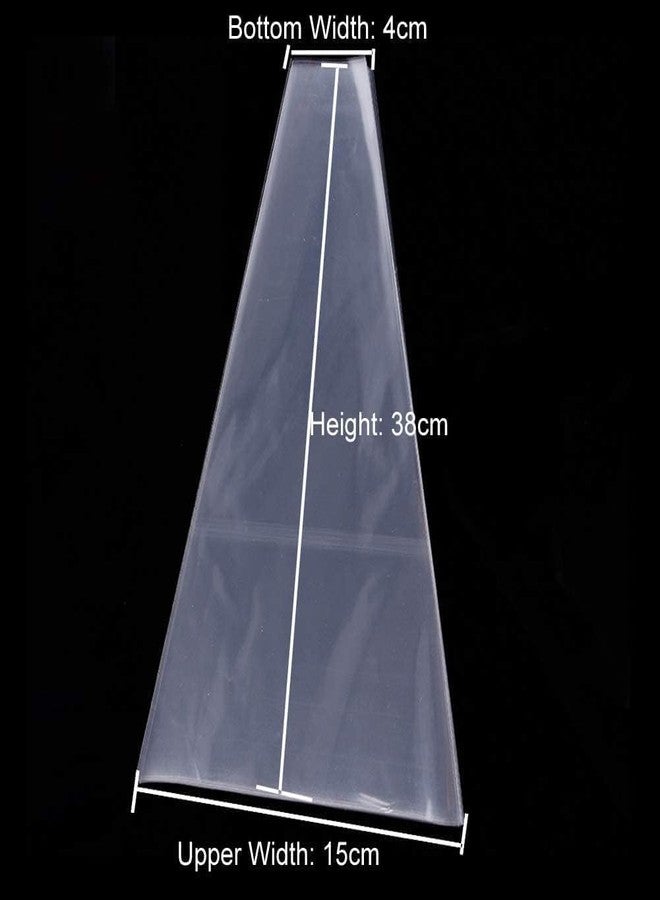 ١٠٠ قطعة من أكياس تغليف باقات الزهور البلاستيكية الشفافة، أكياس سيلوفان شفافة، أكياس تغليف الورود، أكياس سيلوفان لعيد الحب، لوازم تغليف الهدايا - Image 2